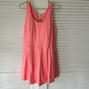 Pink Lace-Up Back Workout Dress